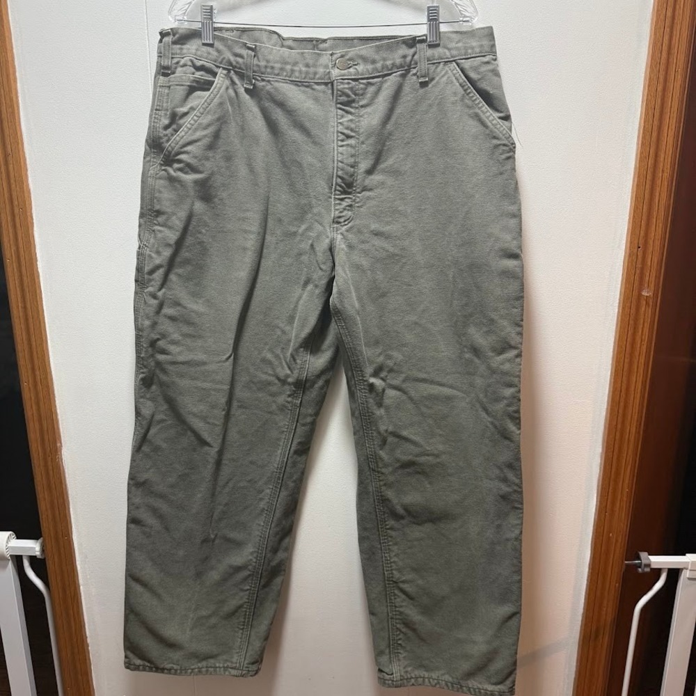 Carhartt Men's Work Pants Flannel Lined‎ Canvas Relaxed Fit Cargo Size 40x30